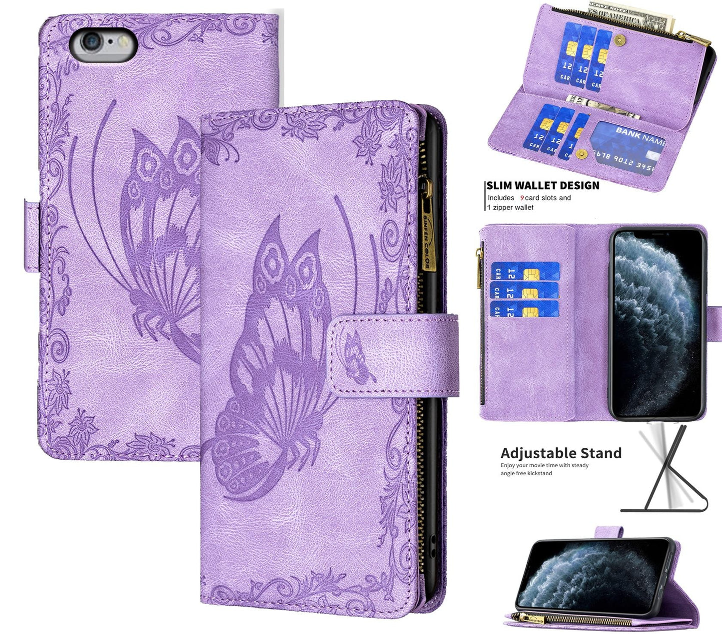 iPhone 6 Case Wallet Cover Purple
