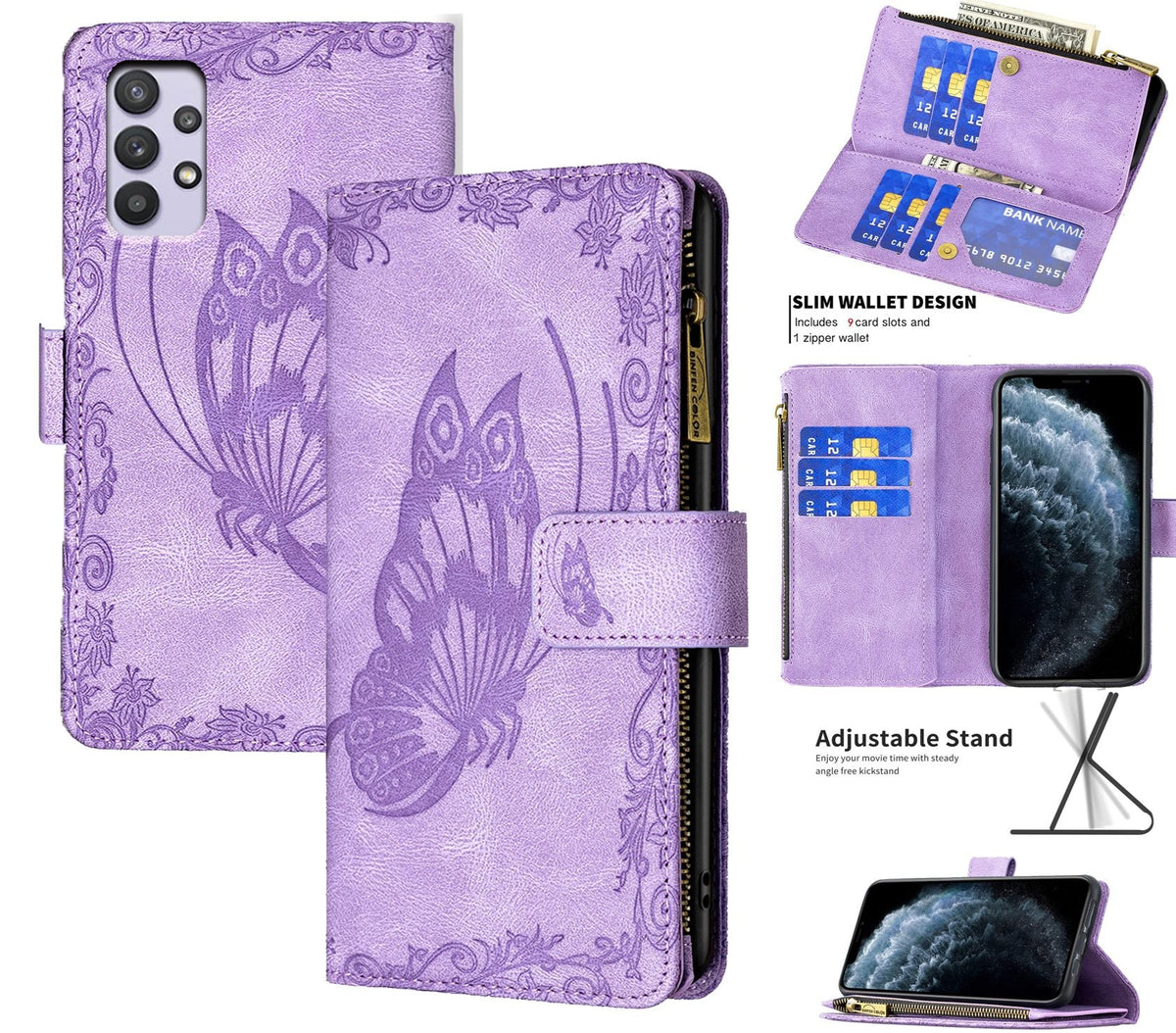 Samsung Galaxy A53 Case Wallet Cover Purple