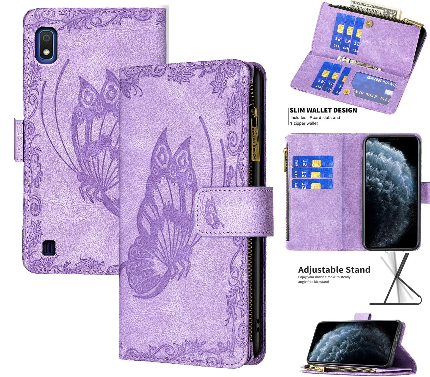 Samsung Galaxy A10 Case Wallet Cover Purple