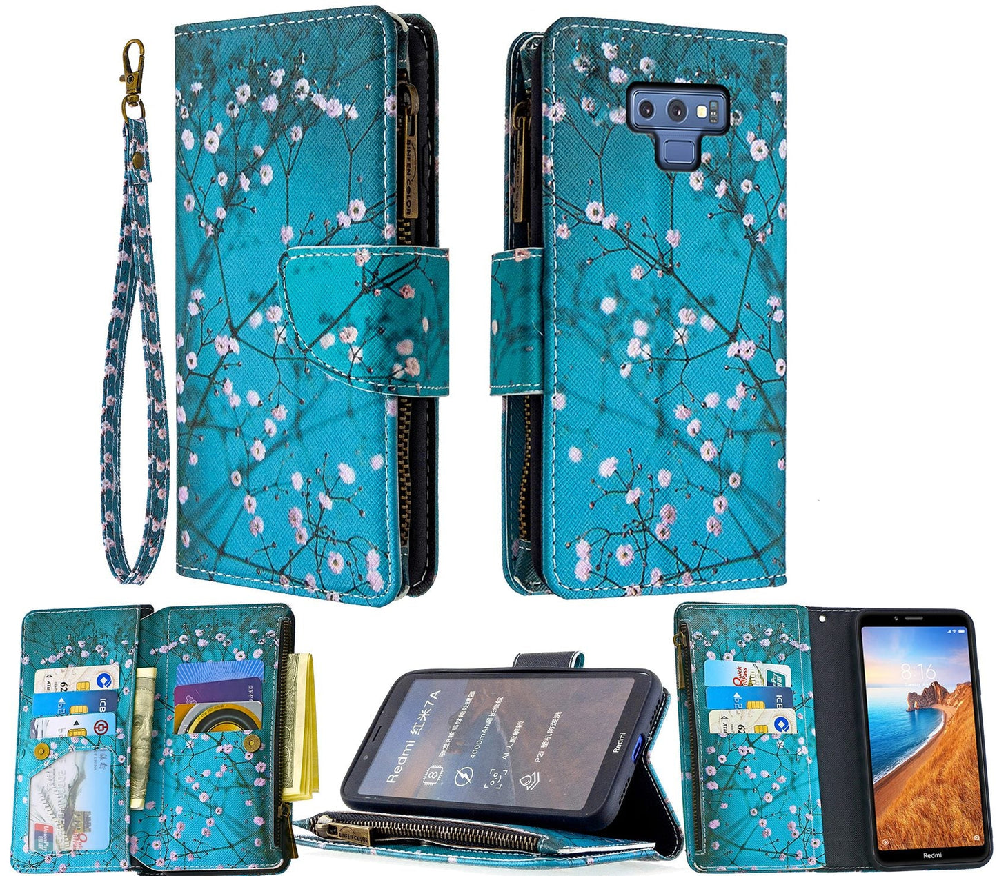 Samsung Galaxy Note 9 Case Wallet Cover Blossom Green