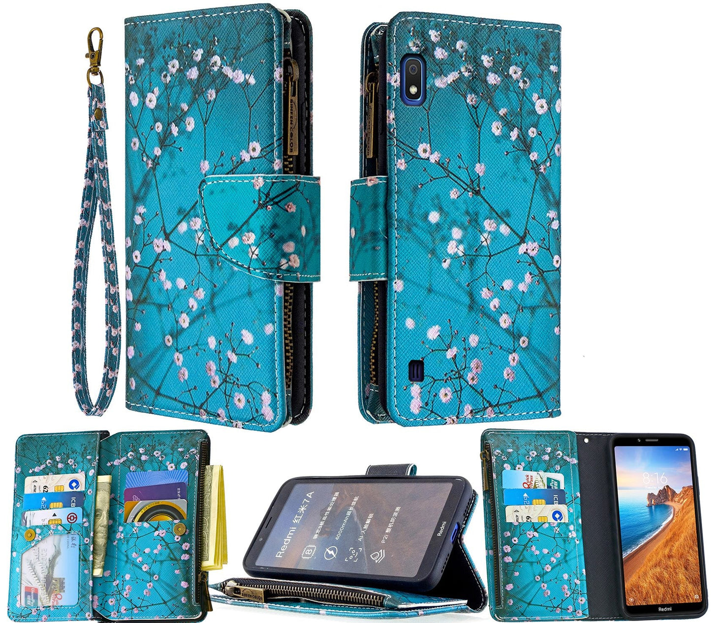 Samsung Galaxy A10 Case Wallet Cover Blossom Green
