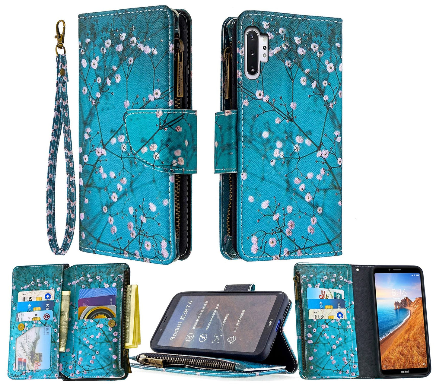 Samsung Galaxy Note 10 Plus Case Wallet Cover Blossom Green
