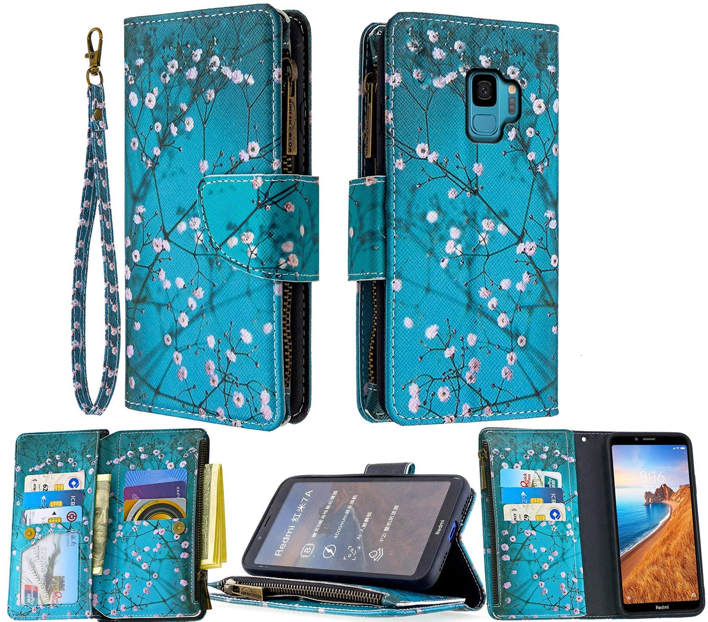 Samsung Galaxy S9 Case Wallet Cover Blossom Green