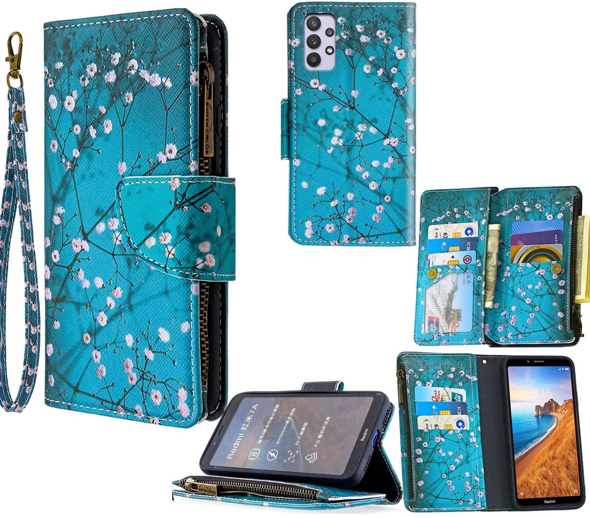 Samsung Galaxy A53 Case Wallet Cover Blossom Green