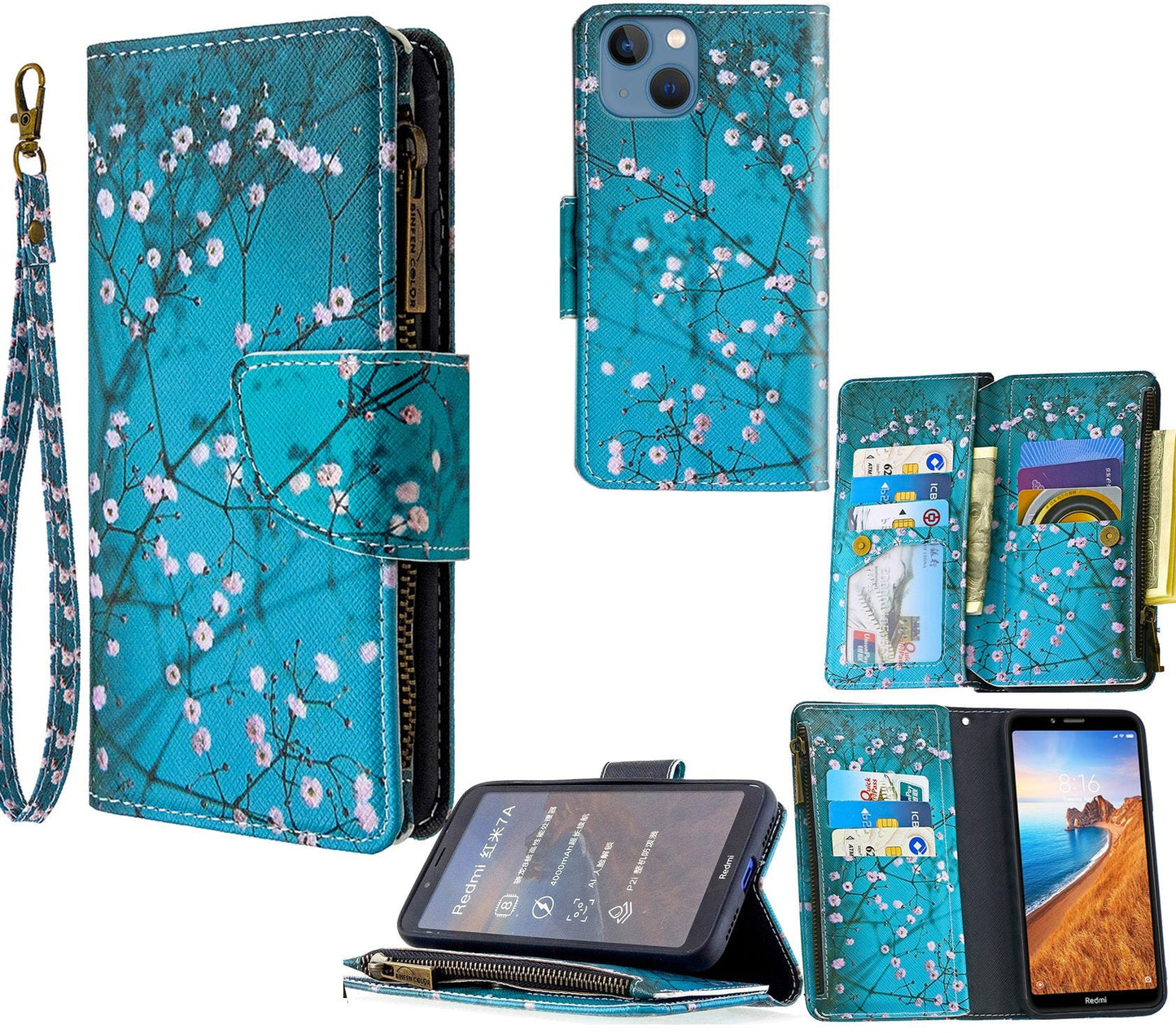 Iphone 14 Case Wallet Cover Blossom Green