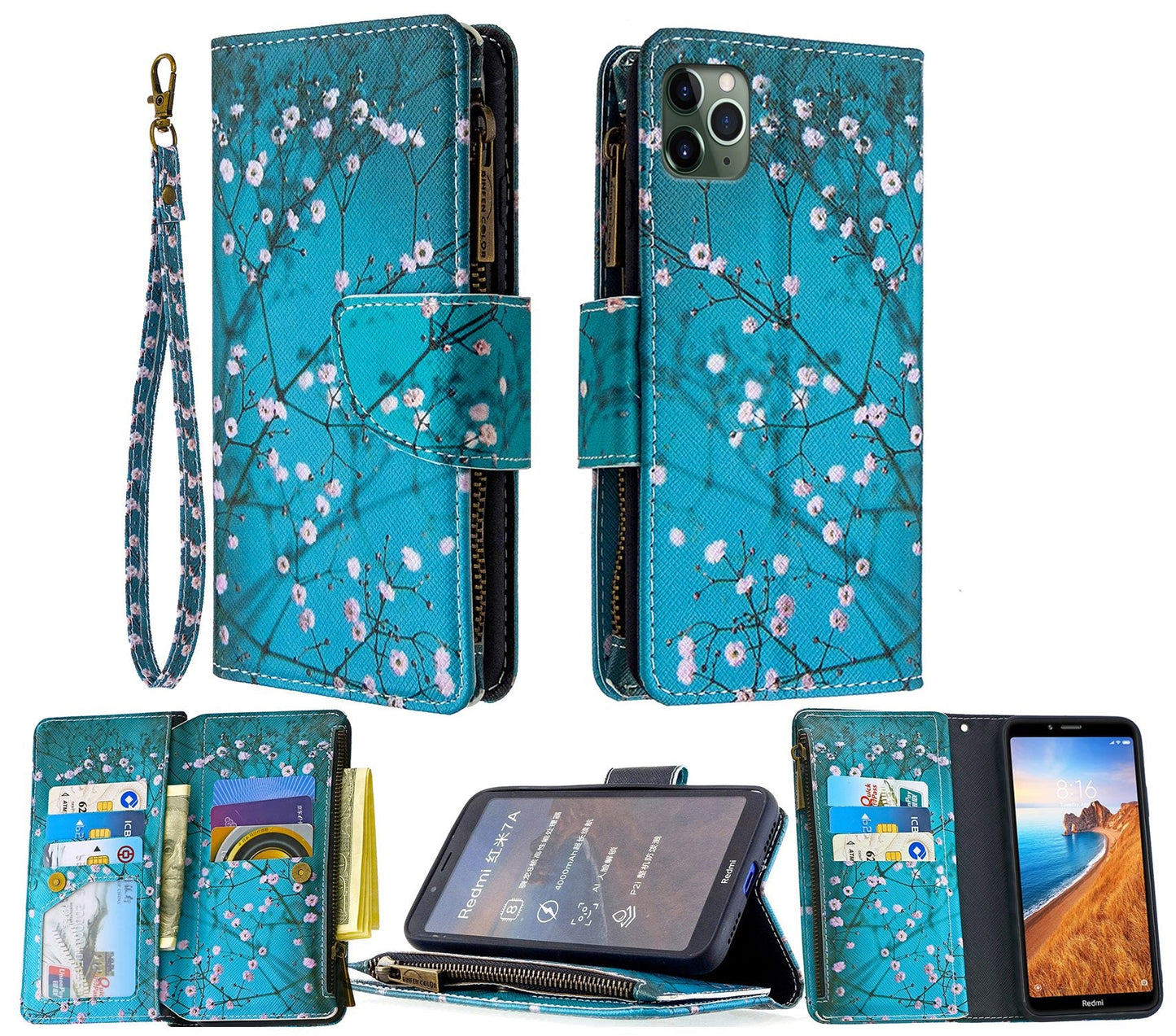 iPhone 11 Pro Max Case Wallet Cover Blossom Green