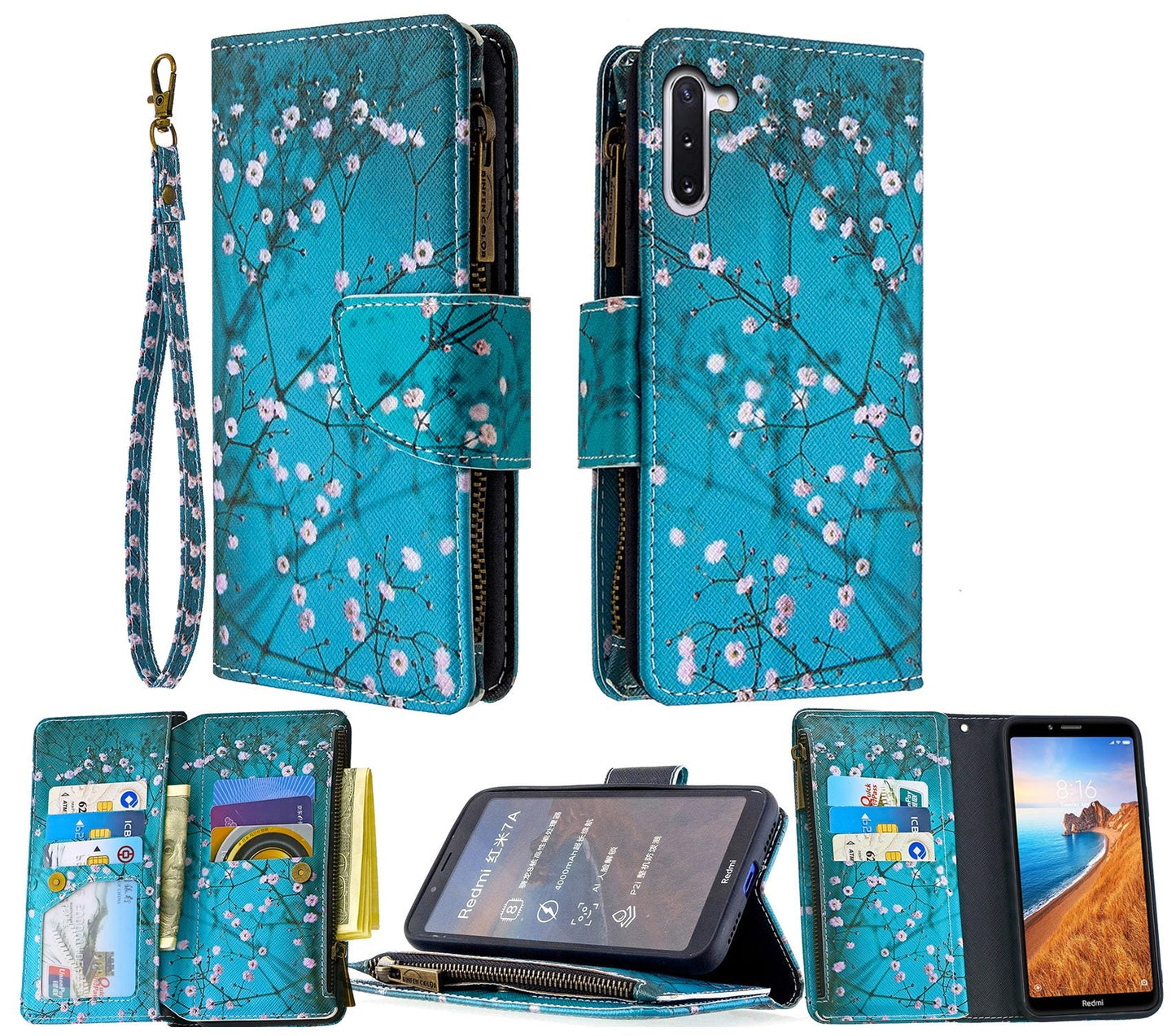 Samsung Galaxy Note 10 Case Wallet Cover Blossom Green