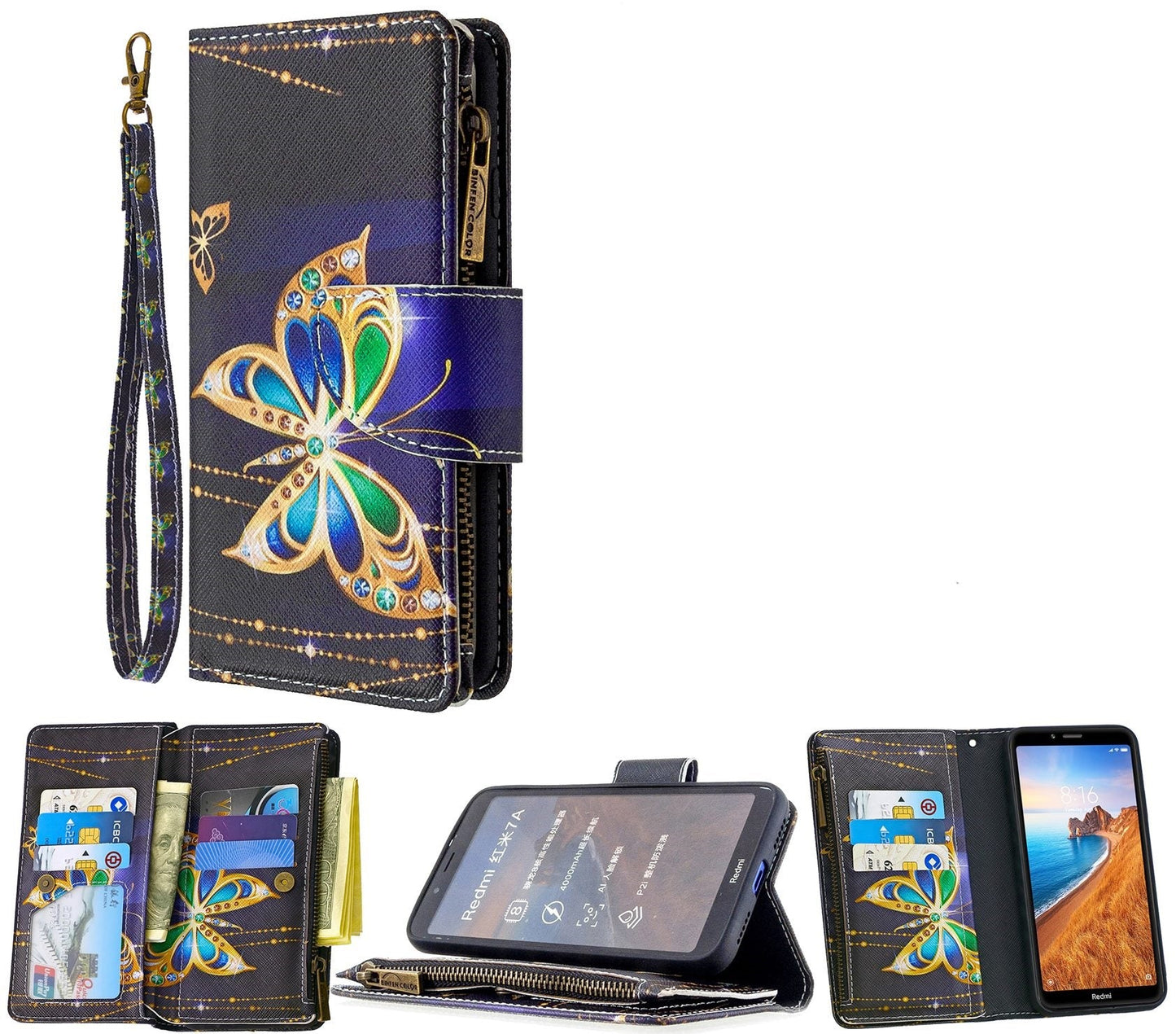 Huawei Y5 Case Wallet Cover Black