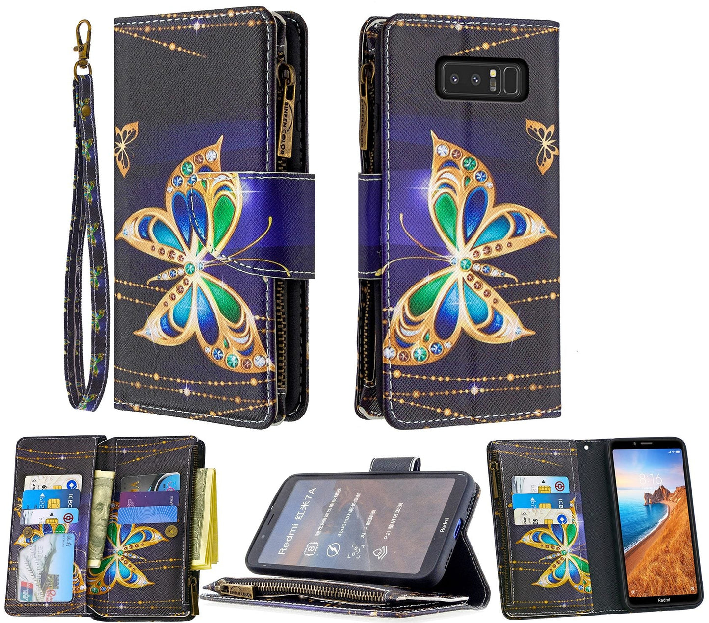 Samsung Galaxy Note 8 Case Wallet Cover Black