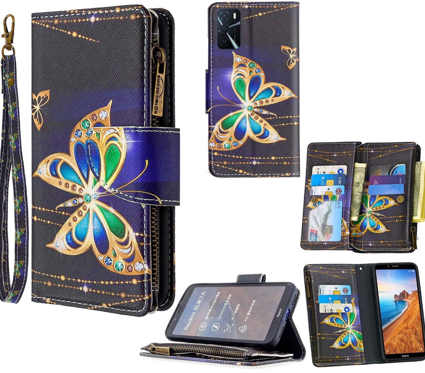 Oppo A16S Case Wallet Cover Black