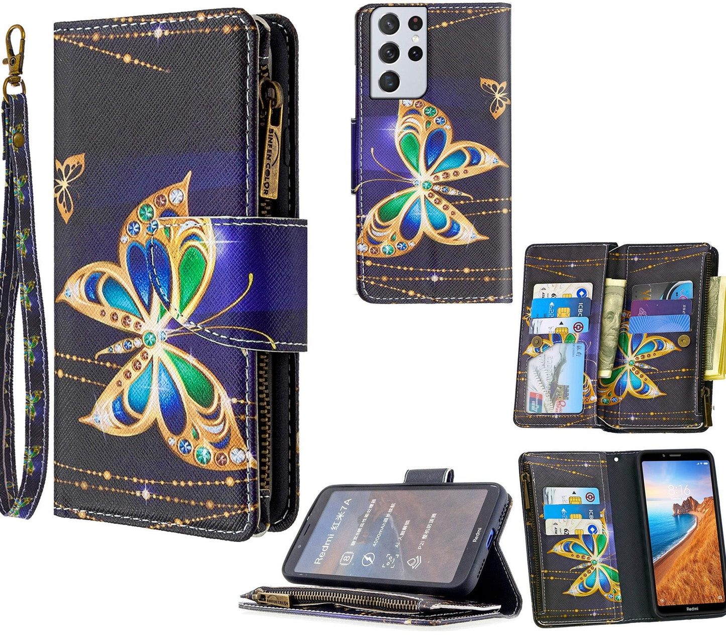 Samsung Galaxy S22 Ultra Case Wallet Cover Black