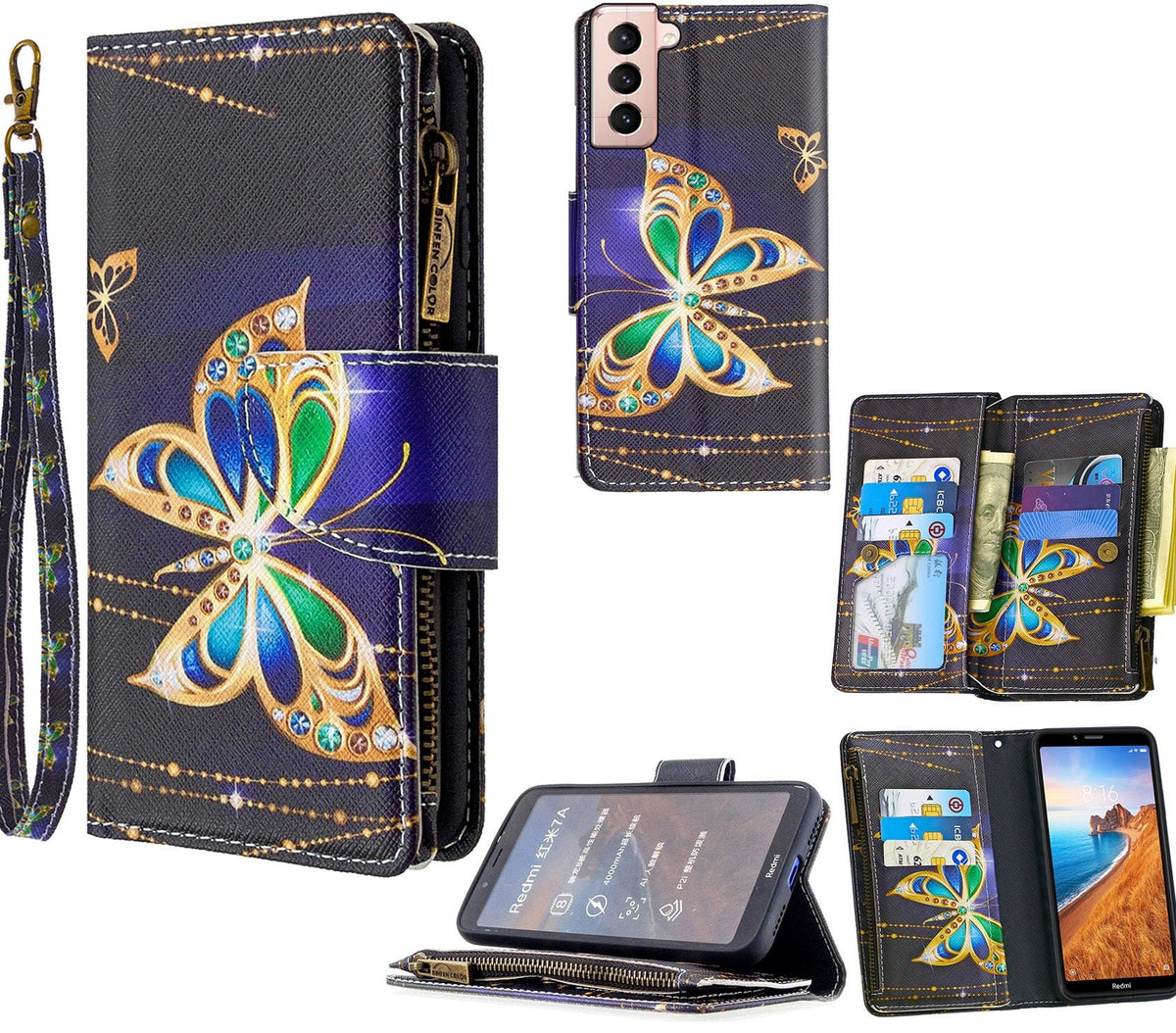 Samsung Galaxy S22 Case Wallet Cover Black