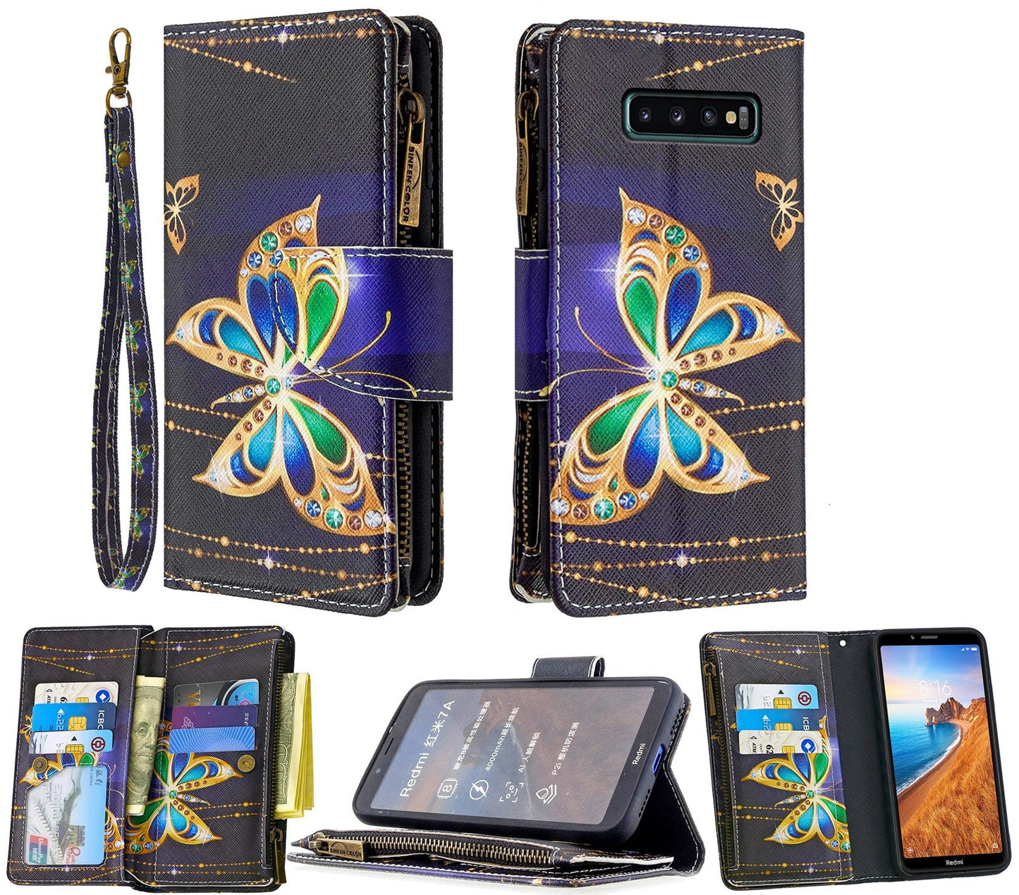 Samsung Galaxy S10 Plus Case Wallet Cover Black