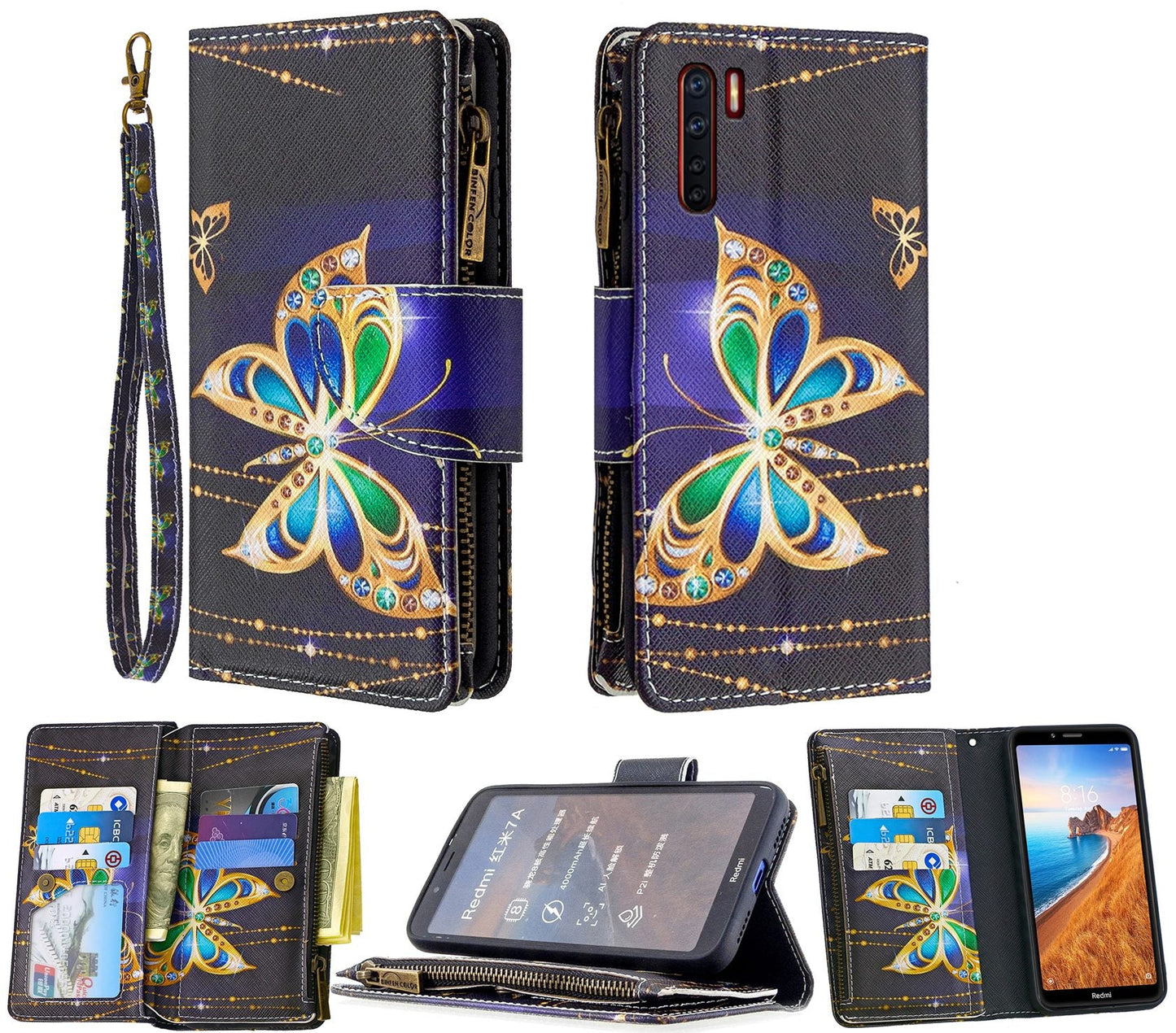 Oppo A91 Case Wallet Cover Black