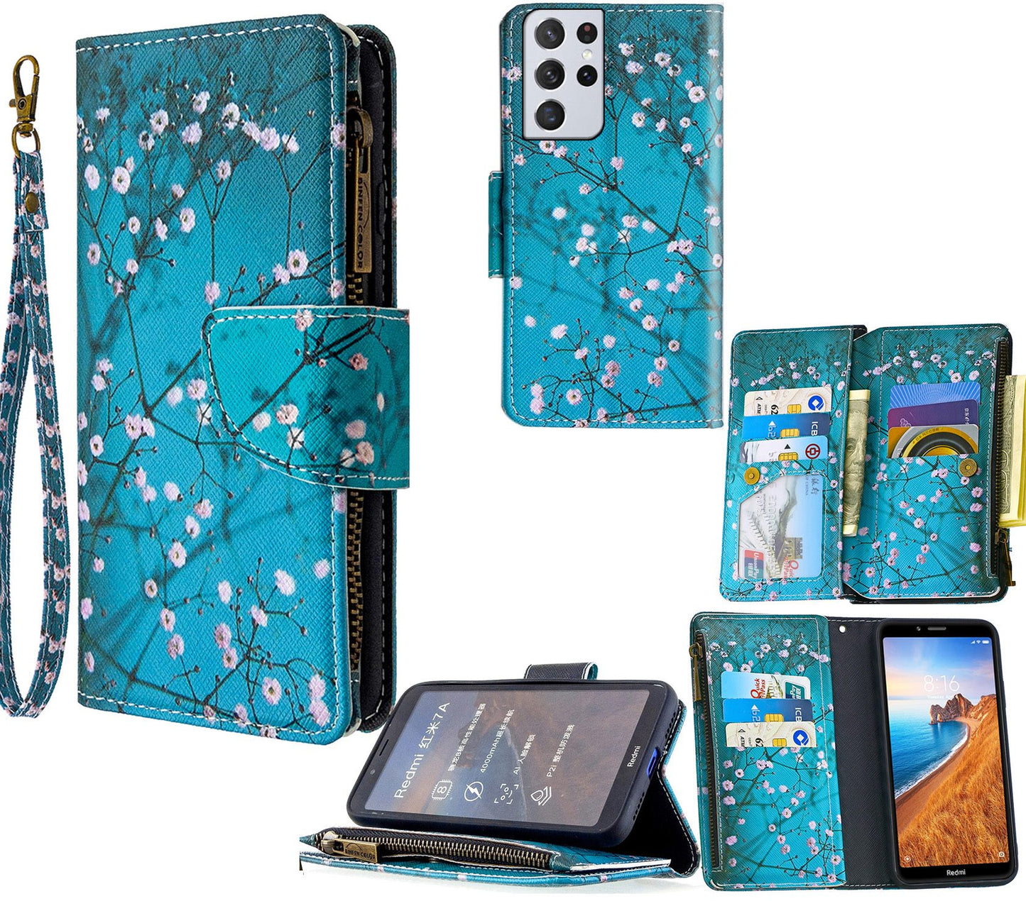 Samsung Galaxy S24 Case Wallet Cover Blossom Green