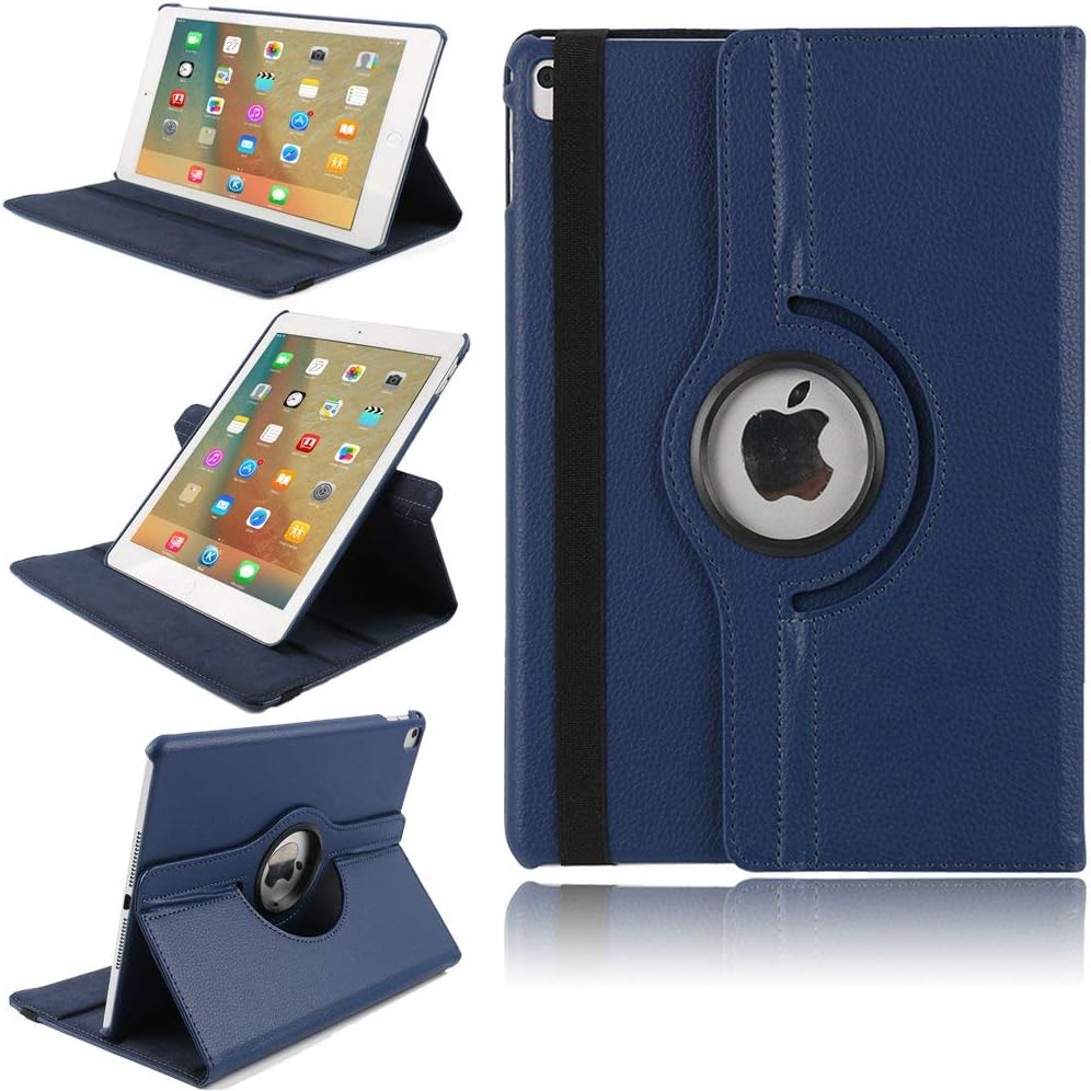 For Apple iPad 9th Gen 10.2 2021 360 Degree Dark Blue Flip PU Leather Smart Case Cover
