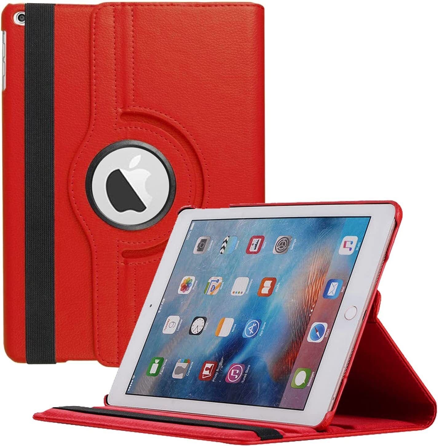 For Apple iPad 9th Gen 10.2 2021 360 Degree Red Flip PU Leather Smart Case Cover