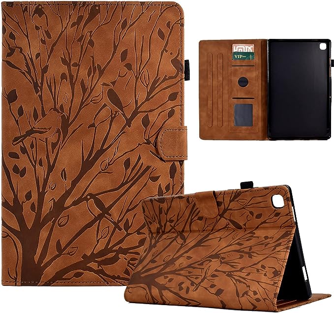 For Apple iPad 9th Gen 10.2 2021 Tree Flip PU Leather Smart Case Cover Brown