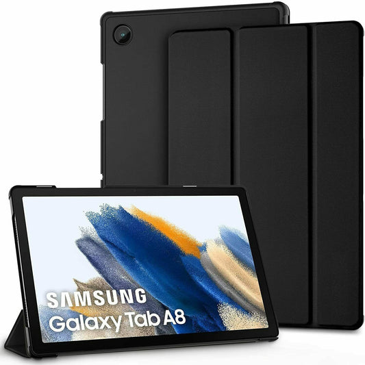 For Samsung Galaxy Tab A 8 10.5(2021) 3 Folds Black Flip PU Leather Smart Case Cover X200 205