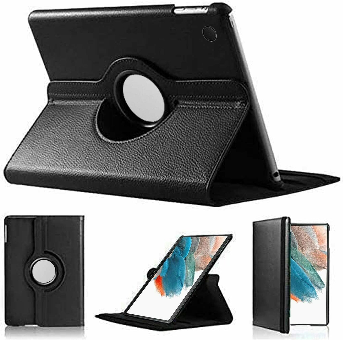 For Samsung Tab A7 Lite T220/T225 360 Degree Black Flip PU Leather Smart Case Cover