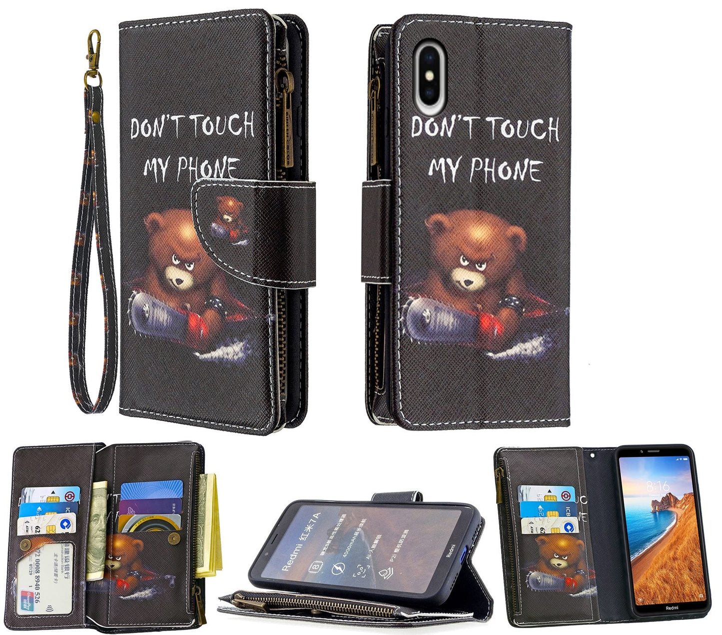 iPhone X Case Wallet Cover Black