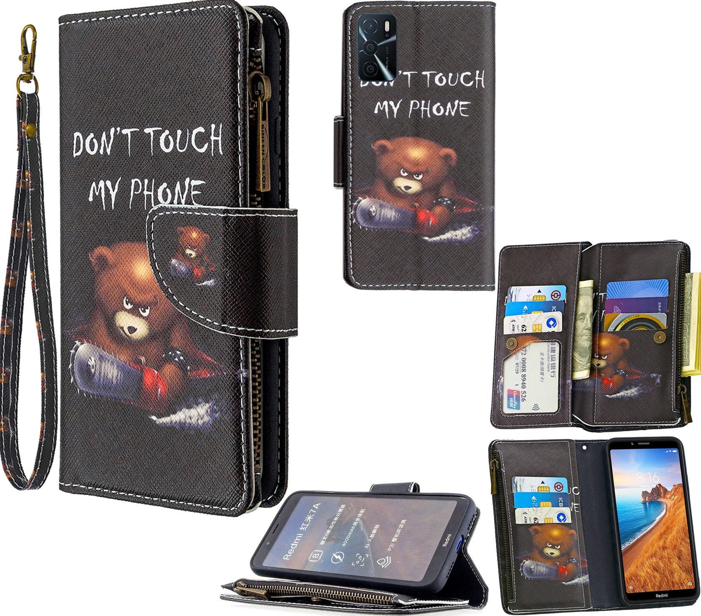 Oppo A16S Case Wallet Cover Black