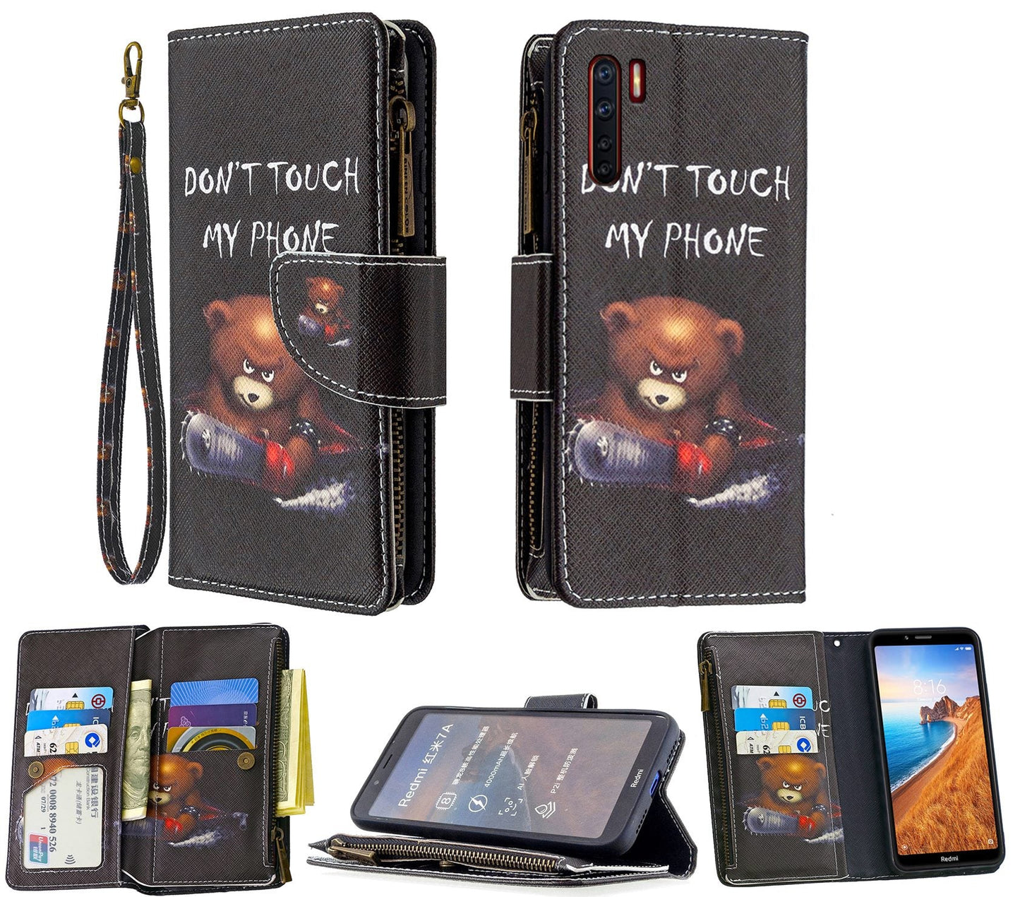 Oppo A91 Case Wallet Cover Black