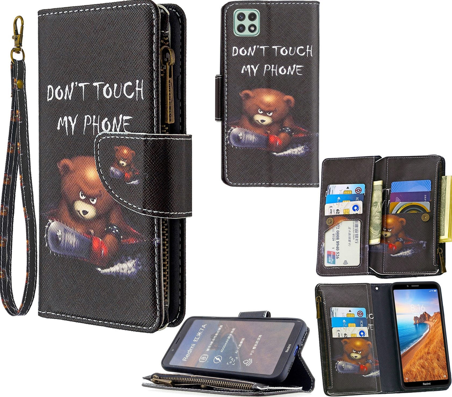 Samsung Galaxy A22 Case 4G Wallet Cover Black