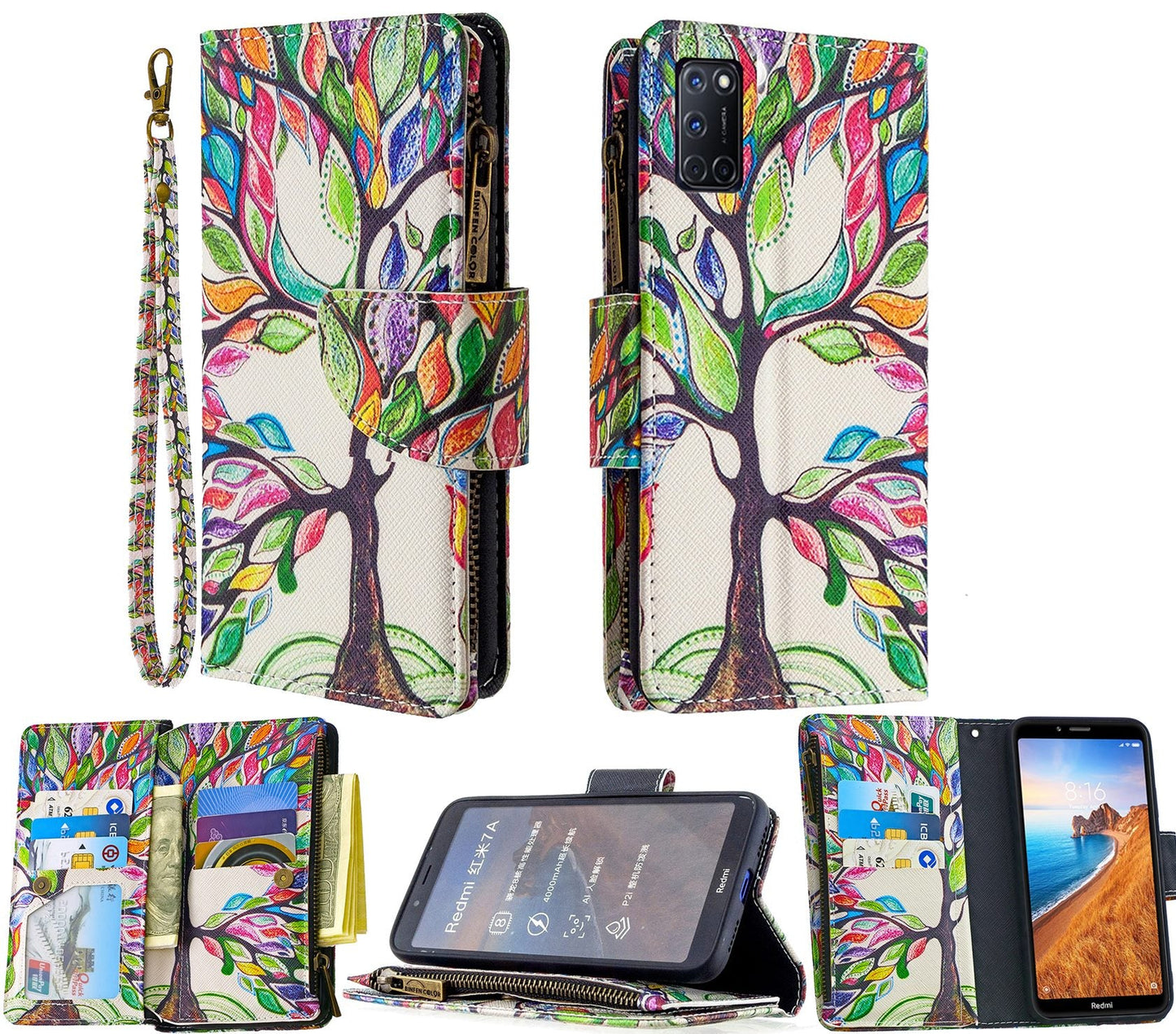 Oppo A72 Case Wallet Cover Green