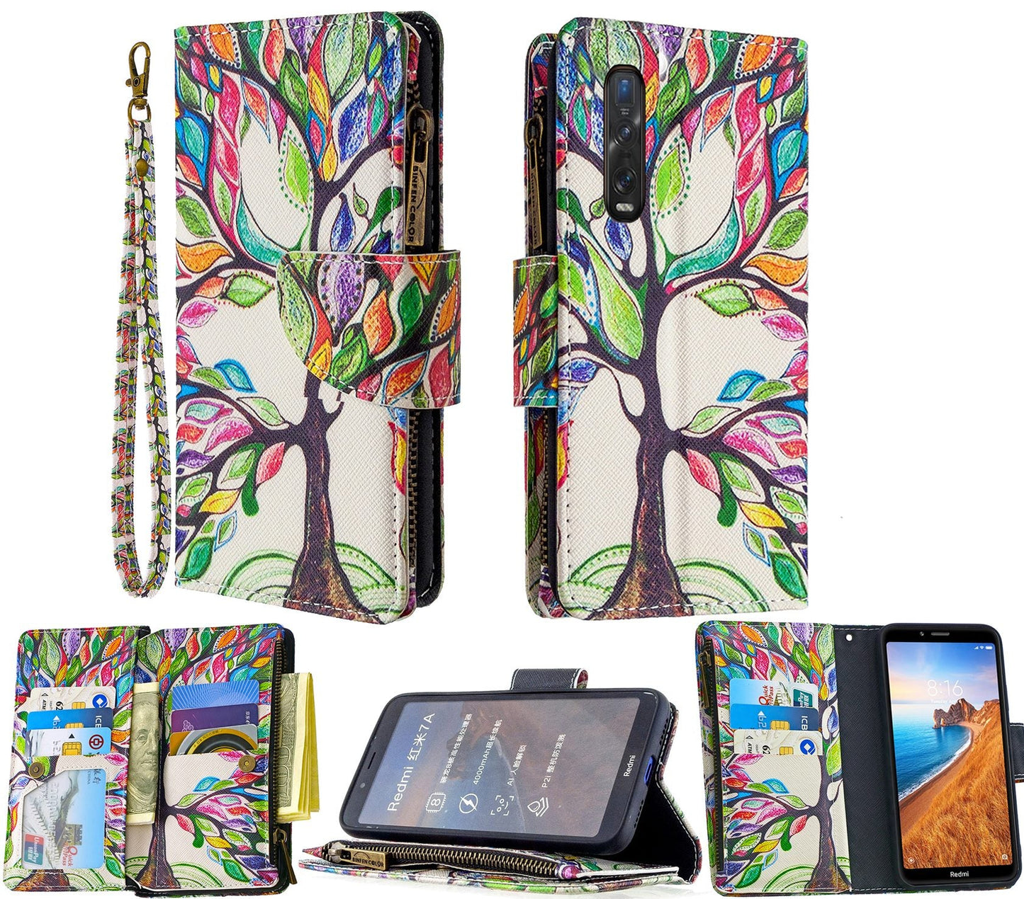 Oppo Find X2 Pro Case Wallet Cover Green