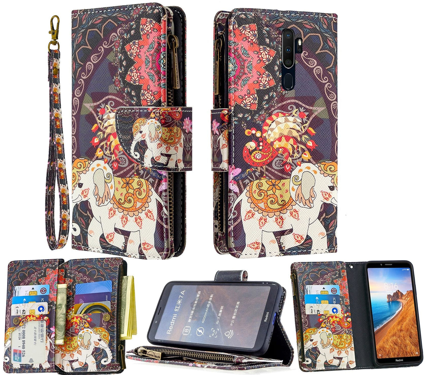 Oppo A9 Case Wallet Cover Elephant