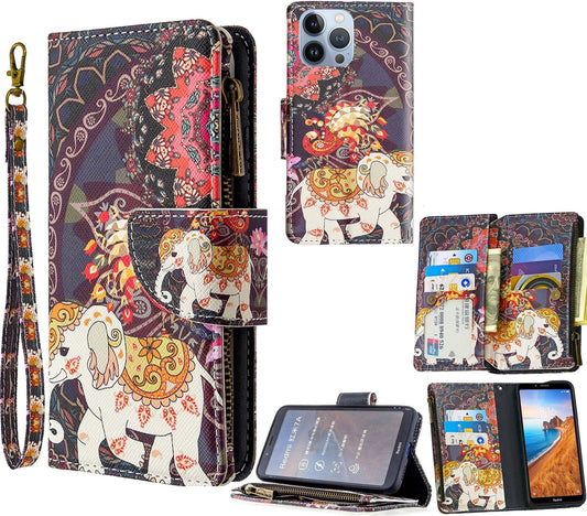 iPhone 13 Pro Max Case Wallet Cover Elephant