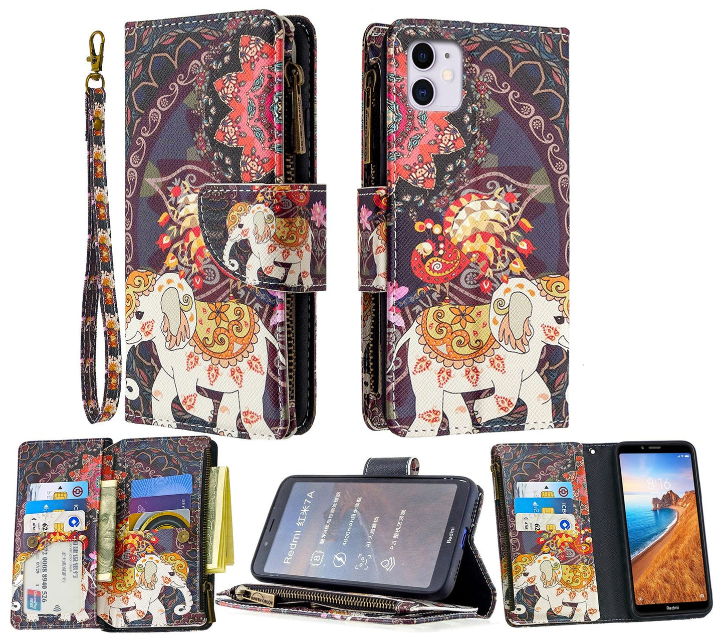iPhone 12 Pro Case Wallet Cover Elephant