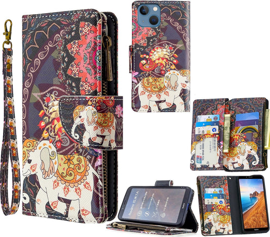 iPhone 13 Case Wallet Cover Elephant