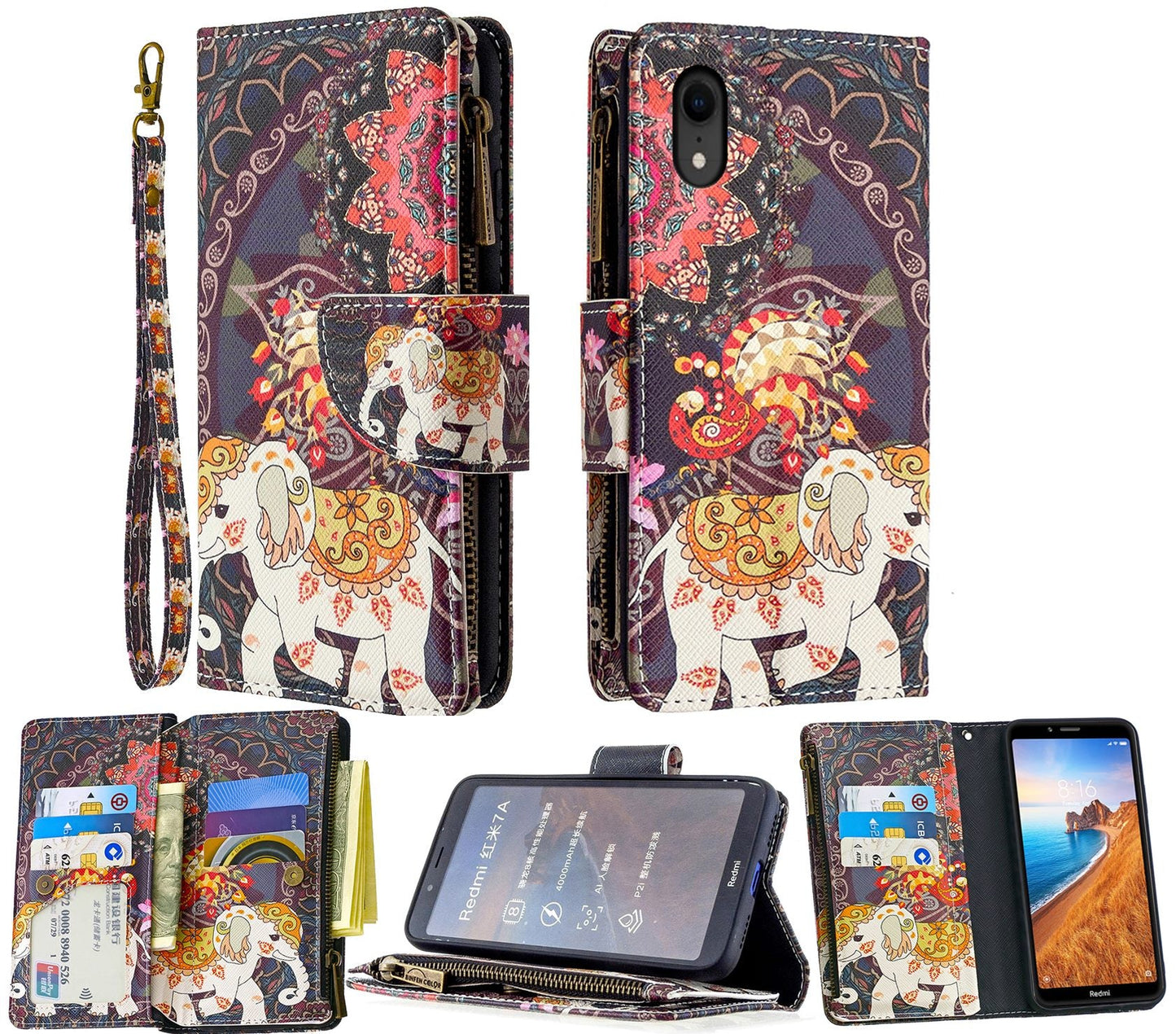 iPhone XR Case Wallet Cover Elephant