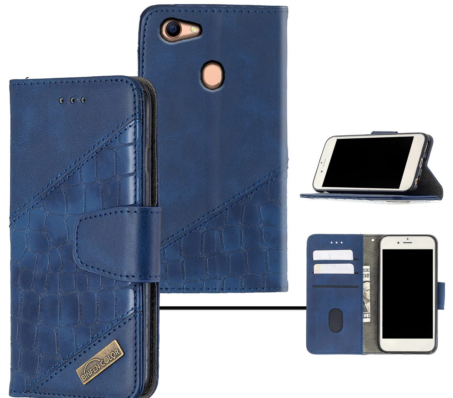 Oppo A73 Case Wallet Cover Blue