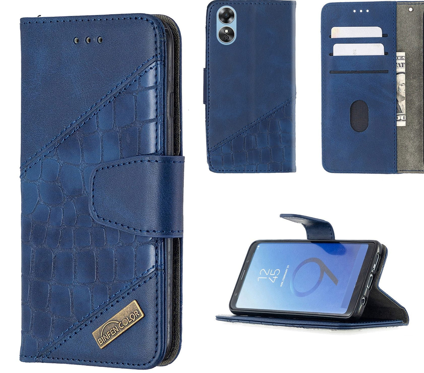 Oppo A17 Case Wallet Cover Blue