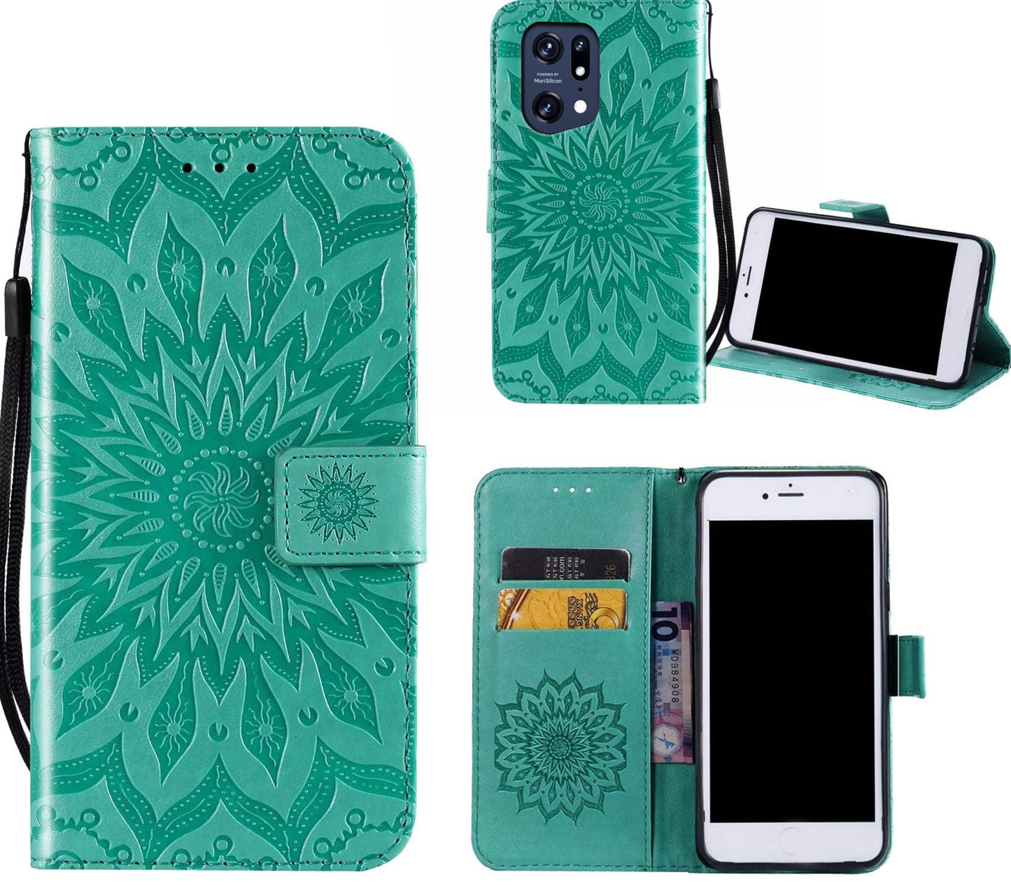 Oppo X5 Case Wallet Cover Green