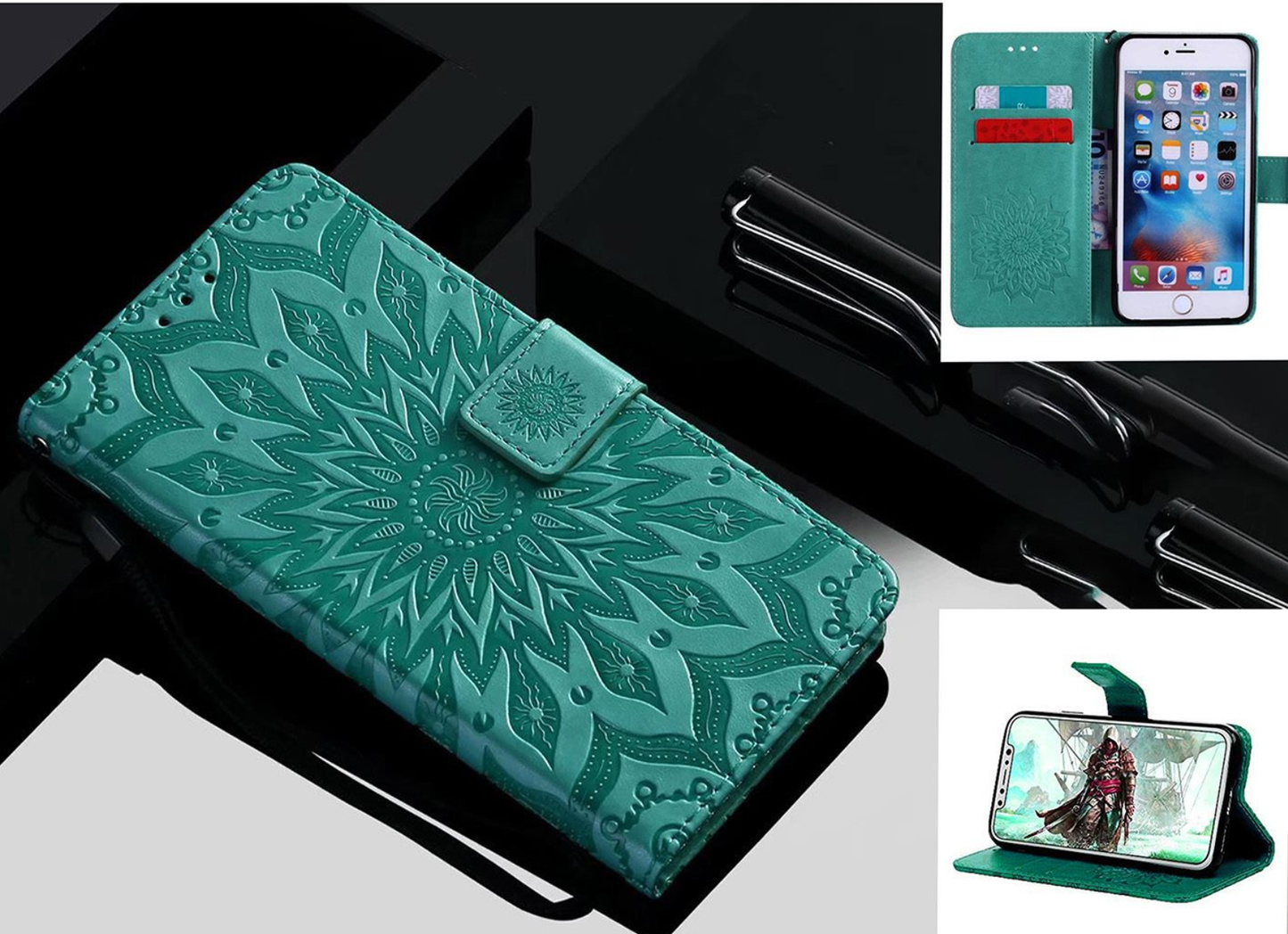 Oppo A16S Case Wallet Cover Green