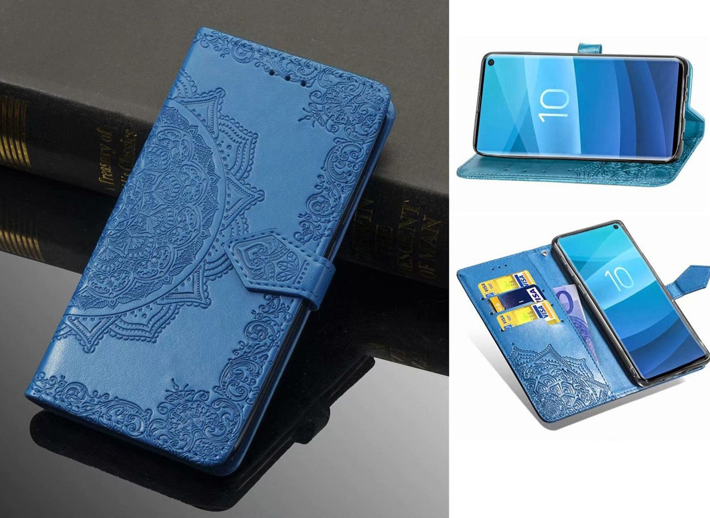 Samsung Galaxy J4 Case Wallet Cover Blue