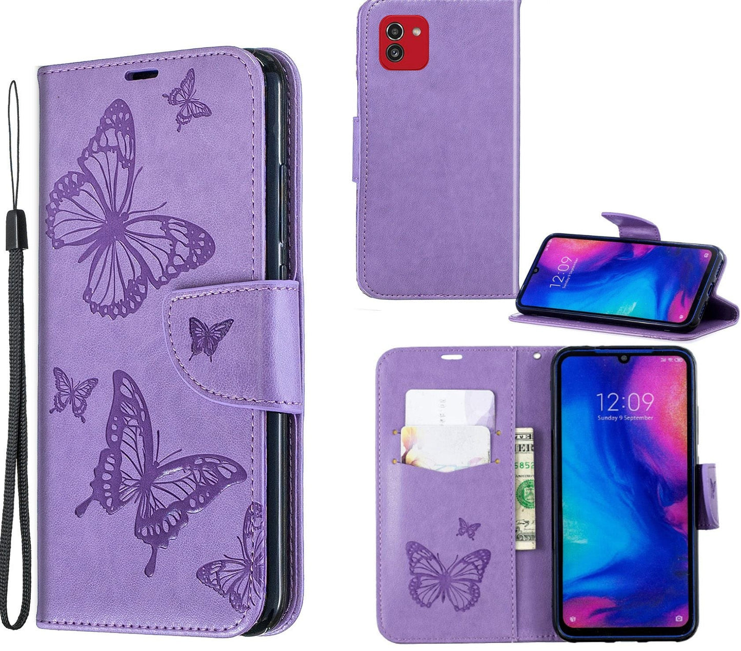 Samsung Galaxy A03 Case Wallet Cover Purple