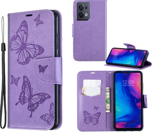 Oppo Reno 8 Case Wallet Cover Purple