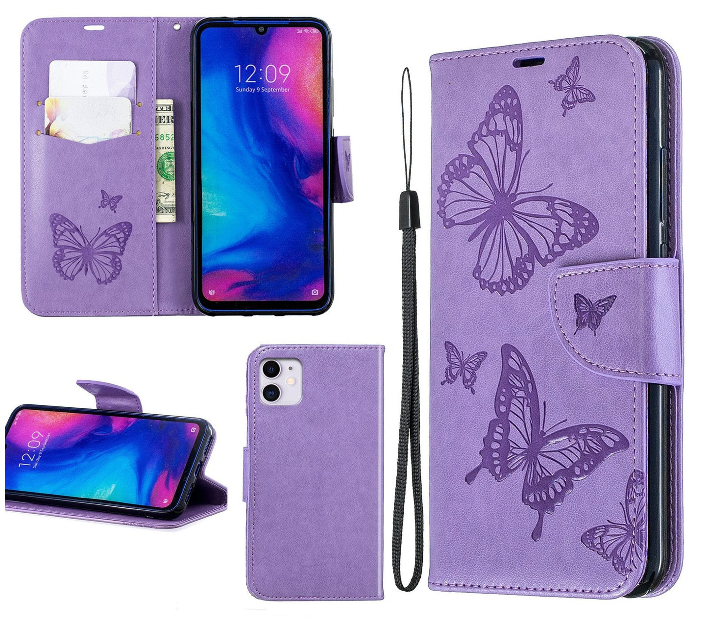 iPhone 12 Pro Case Wallet Cover Purple