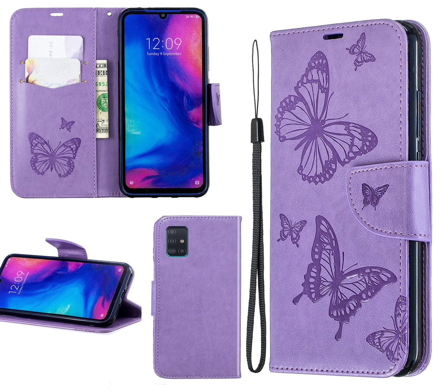 Samsung Galaxy A51 Case Wallet Cover Purple