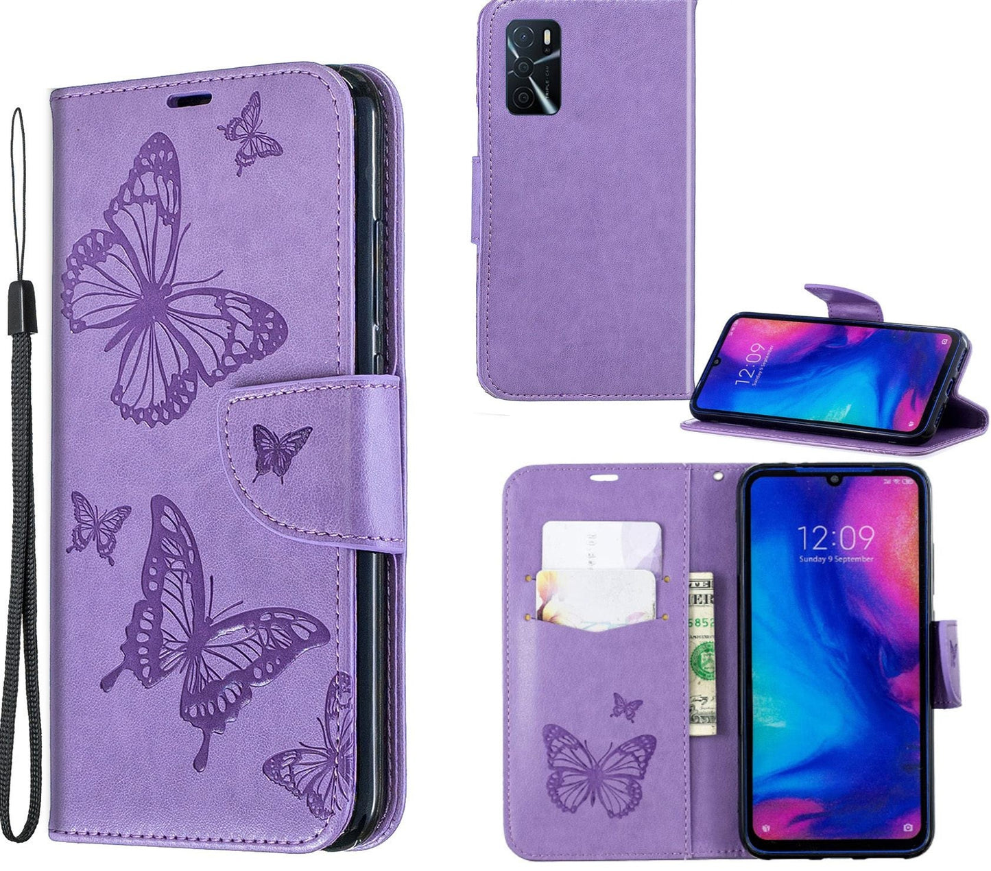 Oppo A16S Case Wallet Cover Purple