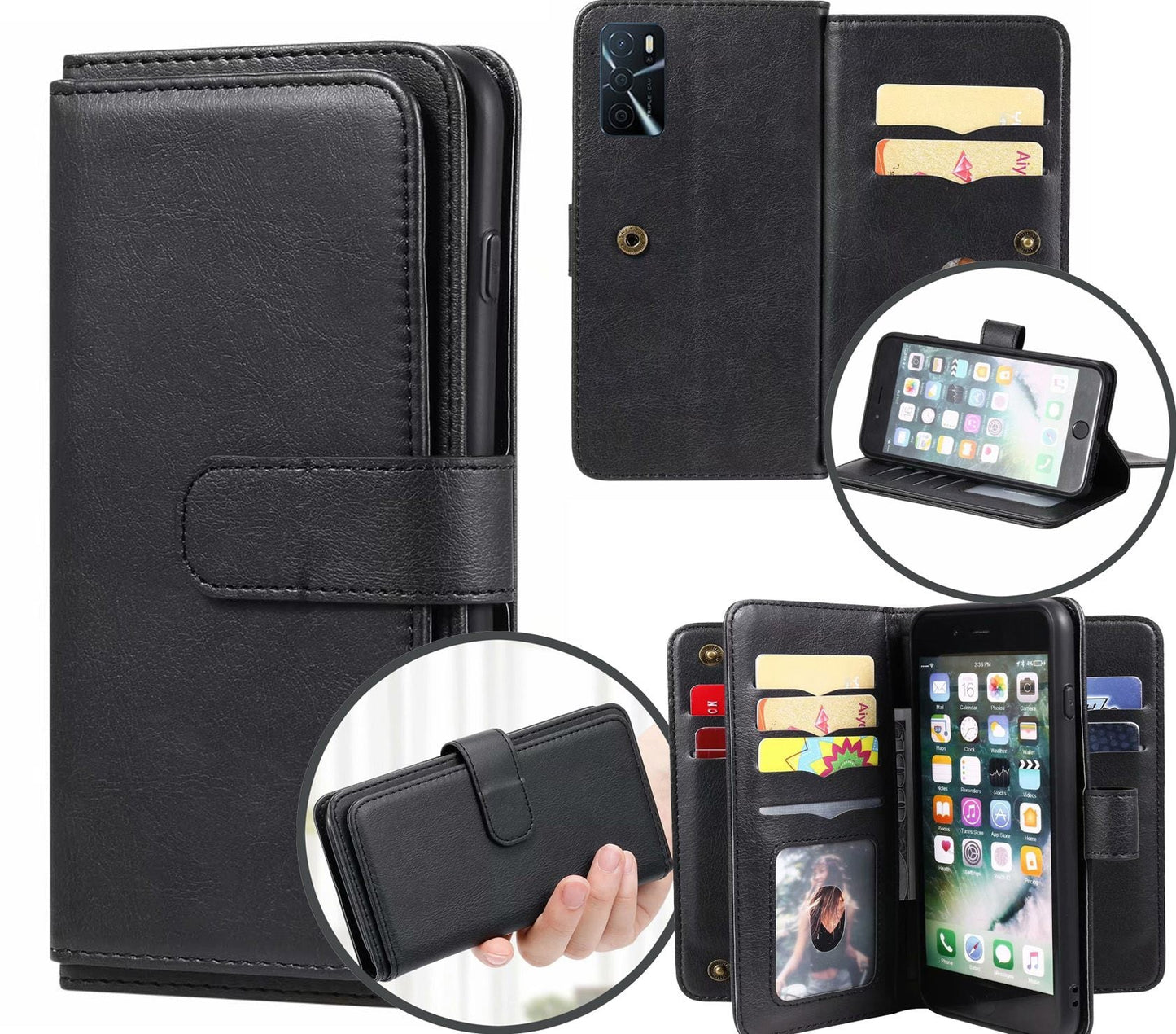Oppo A16S Case Wallet Cover Black