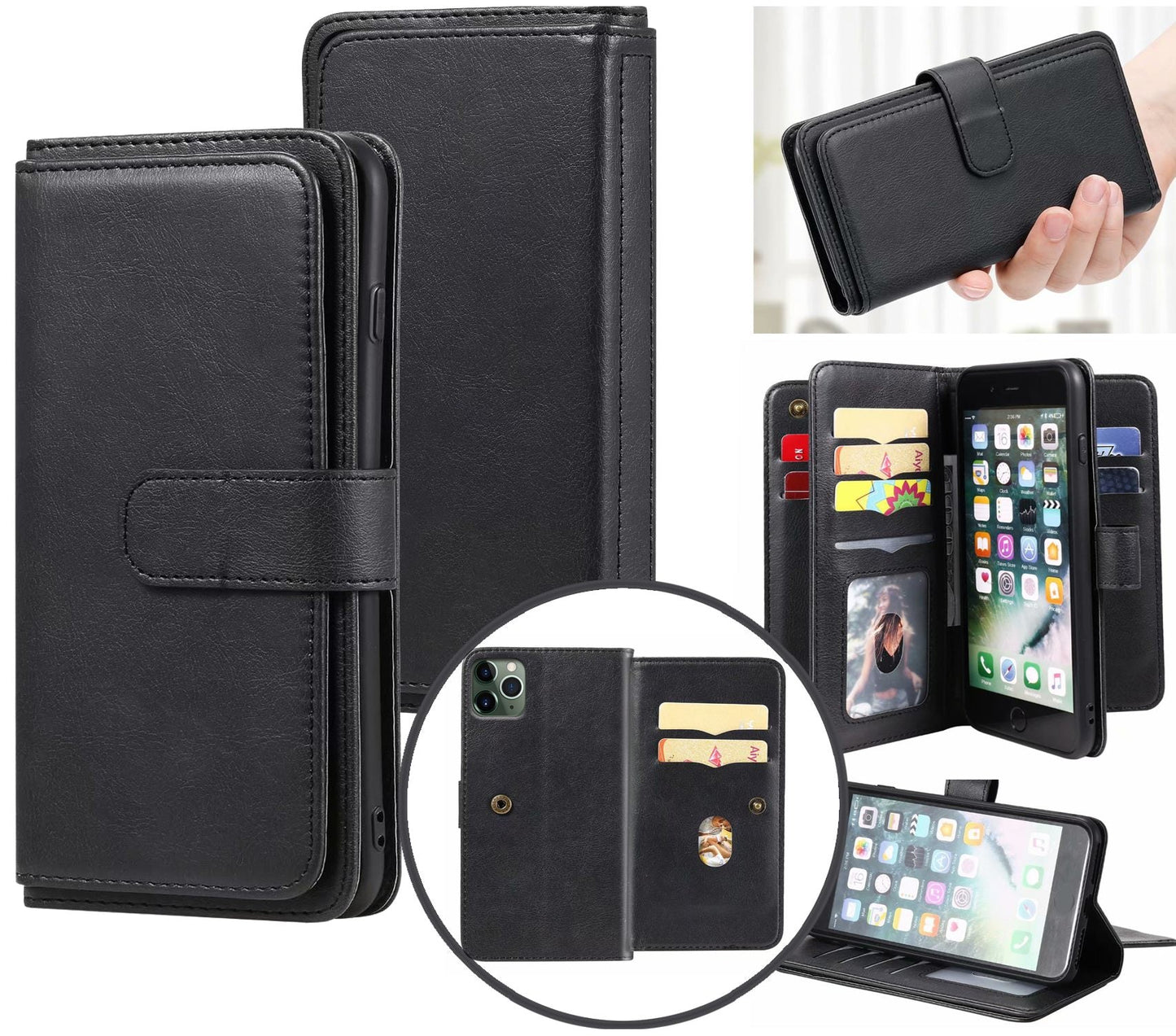 iPhone 11 Pro Max Case Wallet Cover Black