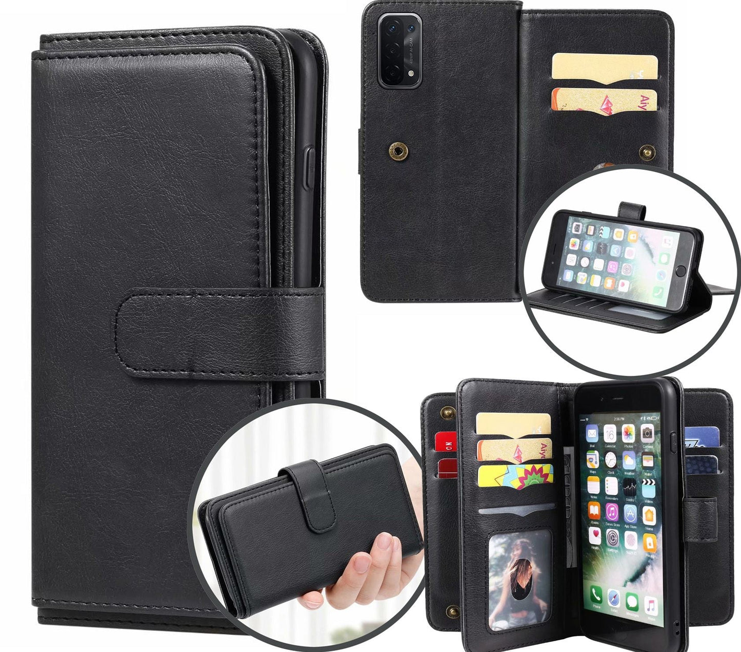 Oppo A54 Case 5G Wallet Cover Black