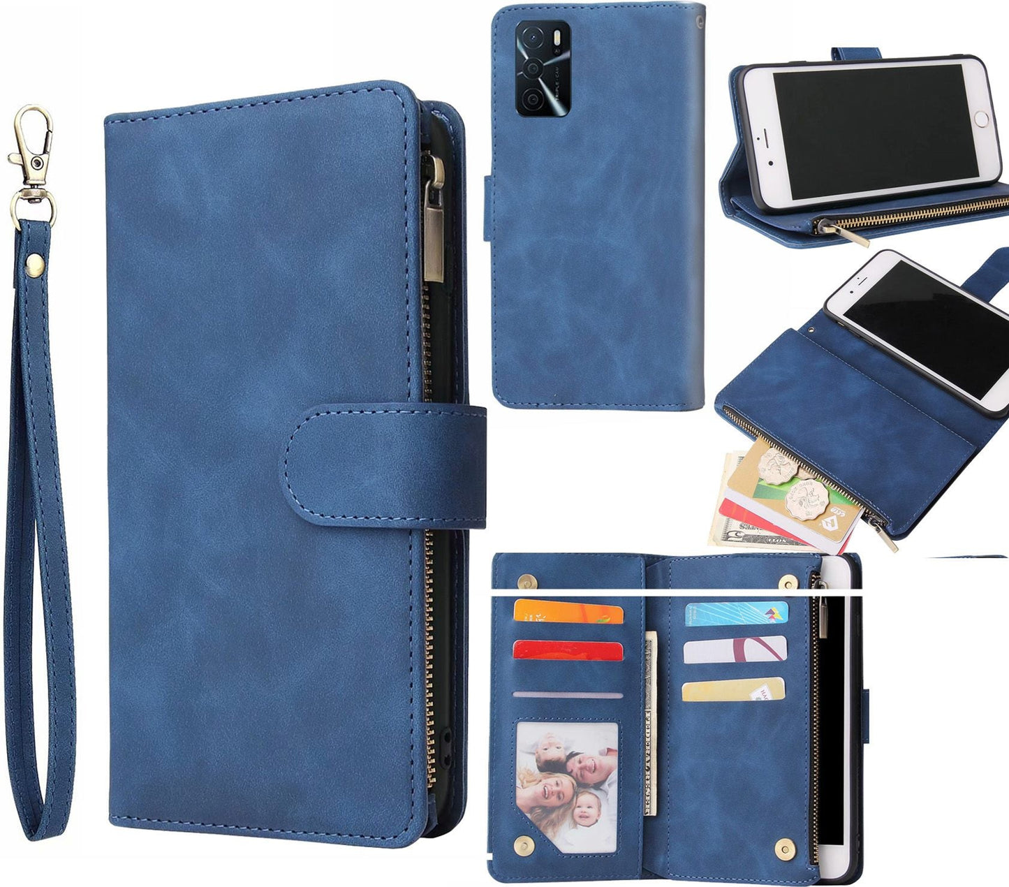 Oppo A16S Case Wallet Cover Blue