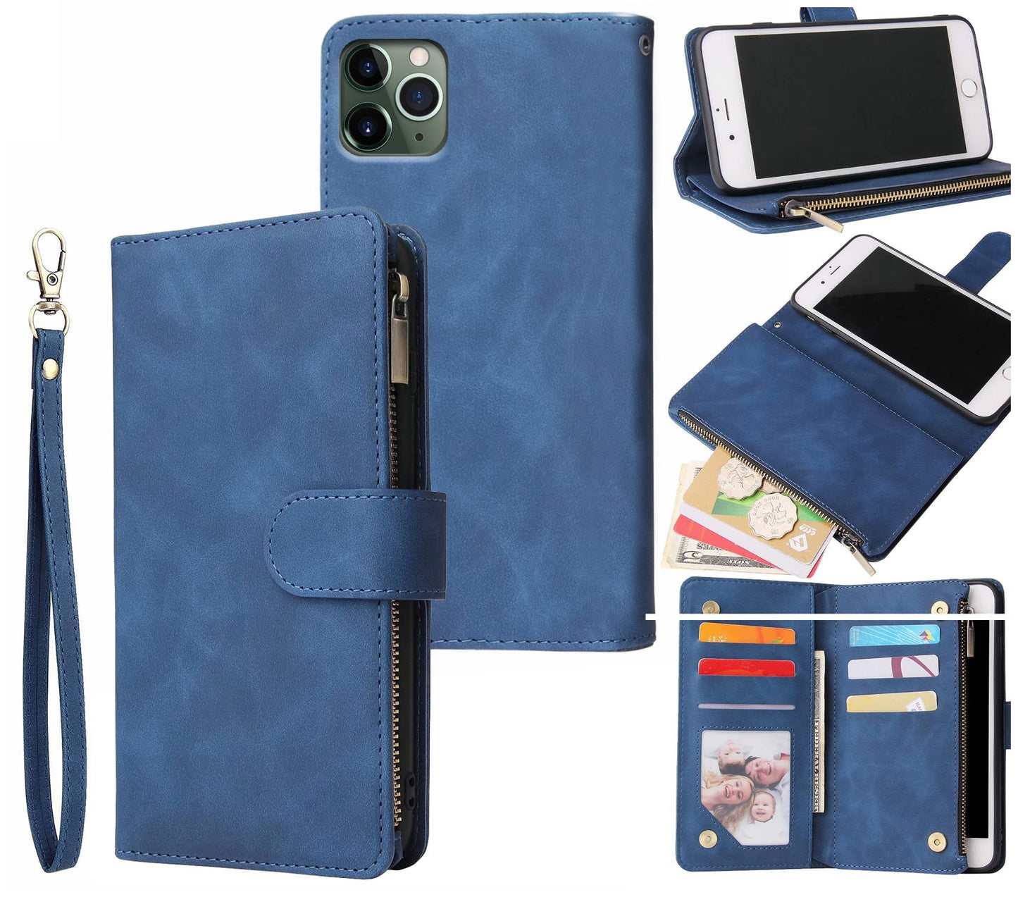 iPhone 11 Pro Max Case Wallet Cover Blue